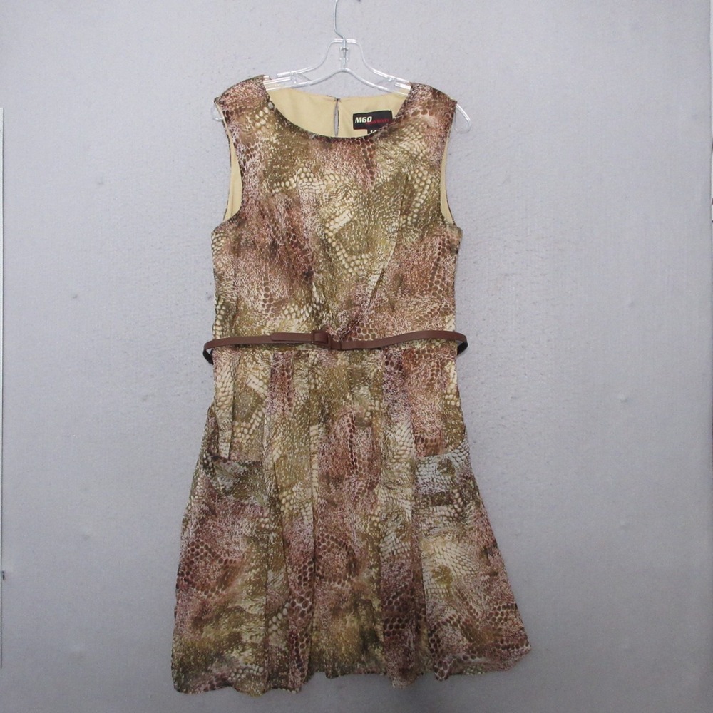 Vintage Miss Sixty M60 Dress 14 Snake Animal Print Belted Y2K 90s Flowy Pockets